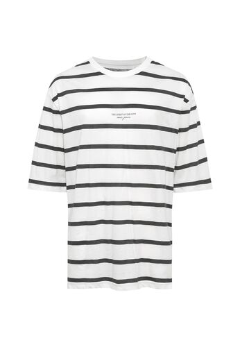 Gestreiftes T-Shirt mit Oversized-Passform und Rundhalsausschnitt 