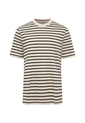 Gestreiftes T-Shirt mit Rundhals und Halb Arm  