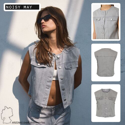 Jeansweste ohne �rmel mit Knopfleiste und Taschen