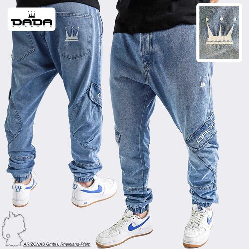 Cargo Jogger Jeans Light Blue Denim mit Anti-Fit Schnitt