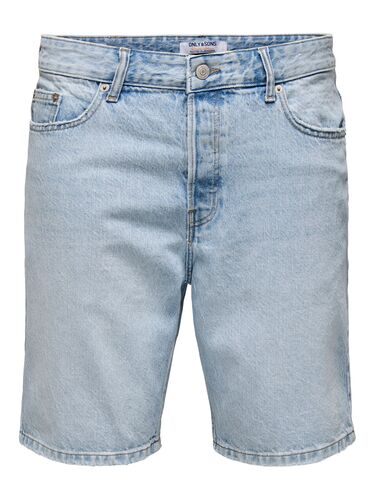 Sommerliche Denim Bermuda -Shorts mit Umschlag 