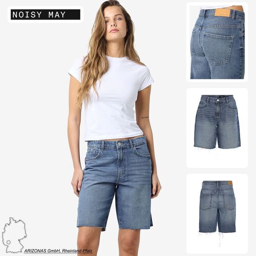 Bermuda Jeansshorts mit ausgefranstem Saum