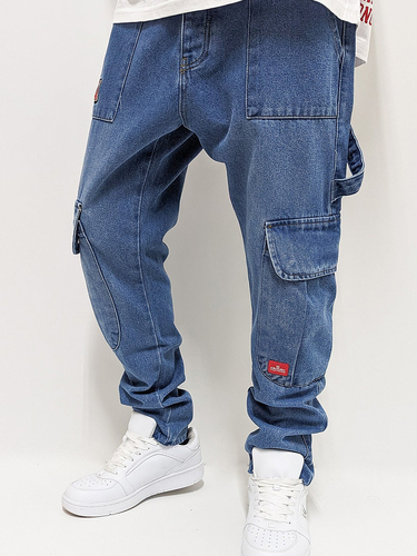 Cargo Baggy Jeans mit Logo Stitching Worker Slim Denim 