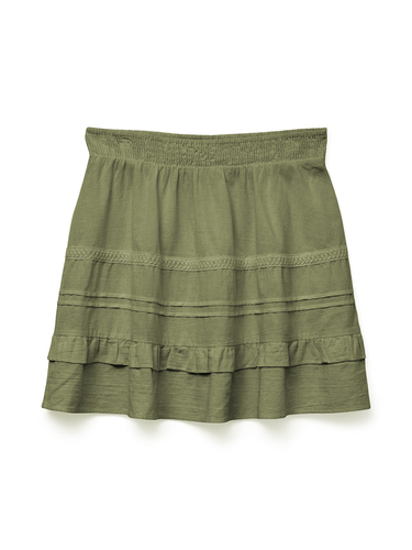 Stufen Rock mit elastischem Bund und R�schen 