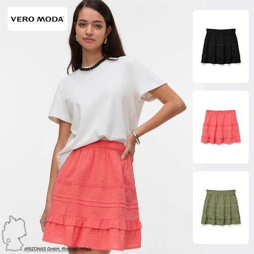 Stufen Rock mit elastischem Bund und R�schen