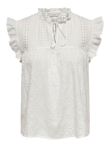 Bluse mit Lochstickerei und R�schendetails 