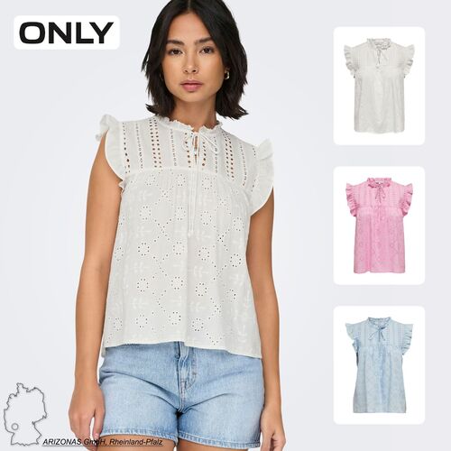 Bluse mit Lochstickerei und R�schendetails