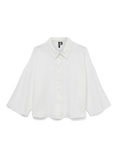 Kurz�rmlige Crinkle-Textur Hemdbluse mit Kragen 