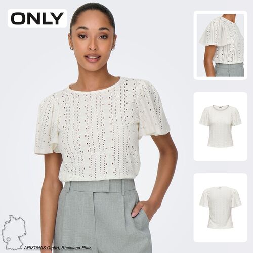 Rundhals T-Shirt Kurzarm-Oberteil mit Lochmuster