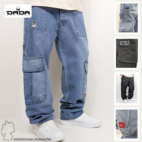 Worker Cargo Baggy Jeans mit Taschen und Stitching