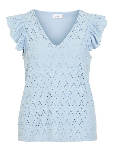 Blusentop mit V-Ausschnitt und R�schendetail Blickdicht 