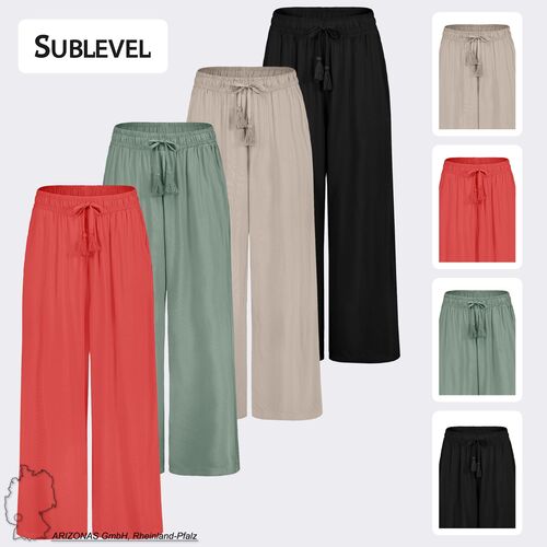 Leichte Palazzo-Hose mit Kordelzug und Quasten