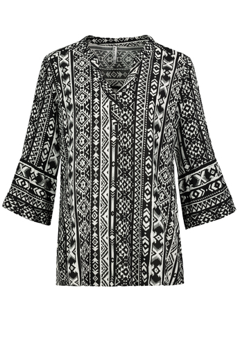 Gemusterte Boho Tunika mit Trompeten�rmeln 