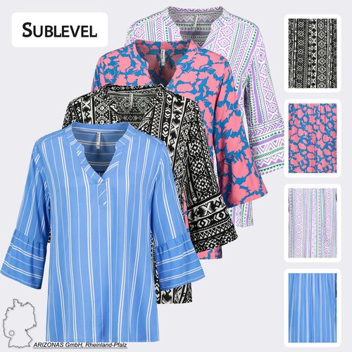 Gemusterte Boho Tunika mit Trompeten�rmeln