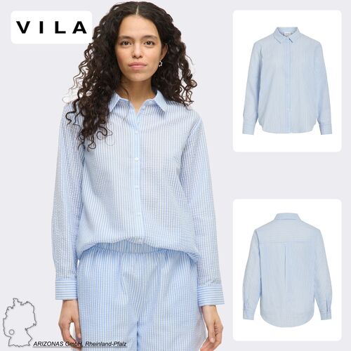 Gestreiftes Langarmhemd mit Knopfleiste und Kragen