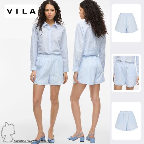 Gesmokte Bermuda Shorts Gestreift mit elastischem Bund