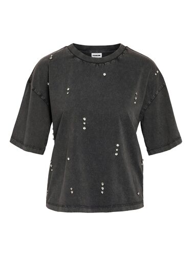 Vintage Denim T-Shirt mit Glitzer Steinen & Nieten 