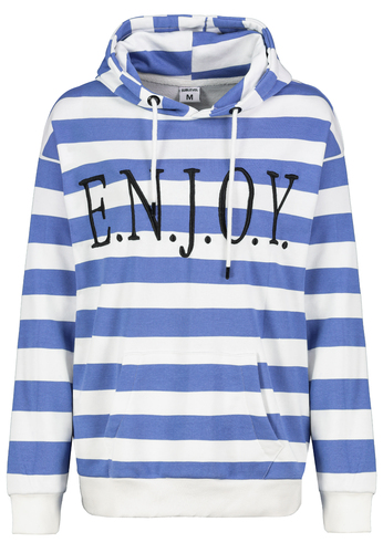 Gestreifter Hoodie mit LOVE-Stickerei und Kapuze 