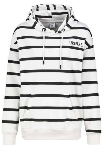 Gestreifter Hoodie mit LOVE-Stickerei und Kapuze 