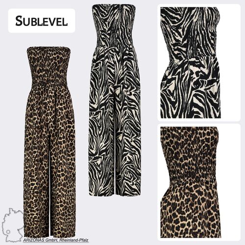 �rmelloser Jumpsuit mit Leo-Muster und Taillierung