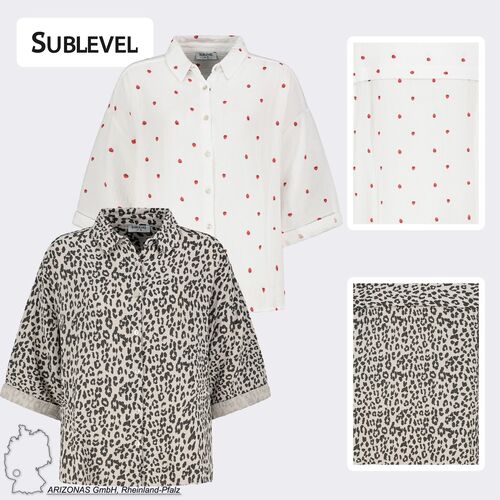 Gemusterte Hemd Bluse mit 3/4 Arm