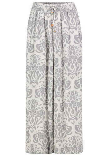 Gemusterte Freizeithose mit Kordelzug und weitem Bein 