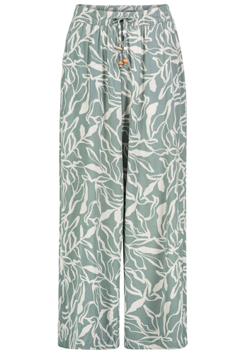 Gemusterte Freizeithose mit Kordelzug und weitem Bein 