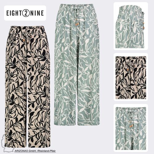 Gemusterte Freizeithose mit Kordelzug und weitem Bein