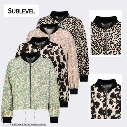 Gemusterte Bomberjacke mit Rei�verschluss und B�ndchen