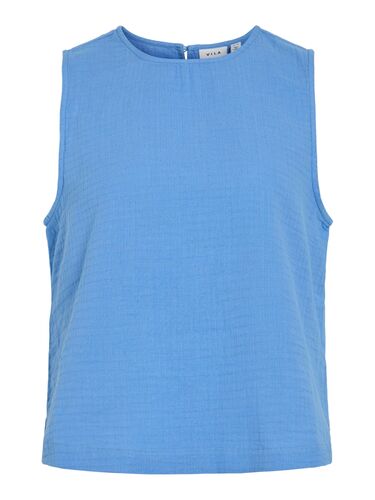 Bluse mit Rundhals �rmellos Leinenoptik  