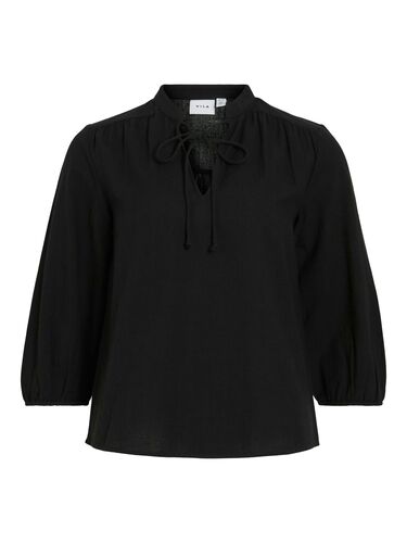 Bluse mit Stehkragen und Schn�rdetails 3/4-Arm 