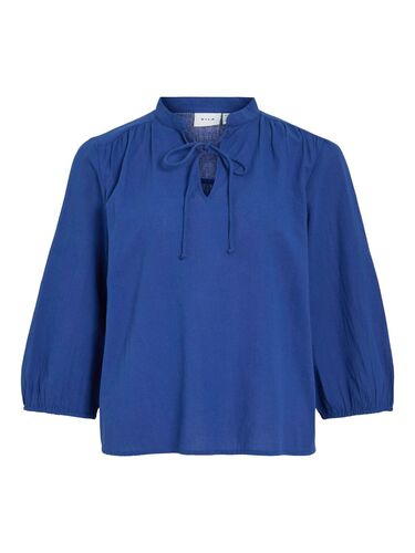 Bluse mit Stehkragen und Schn�rdetails 3/4-Arm 