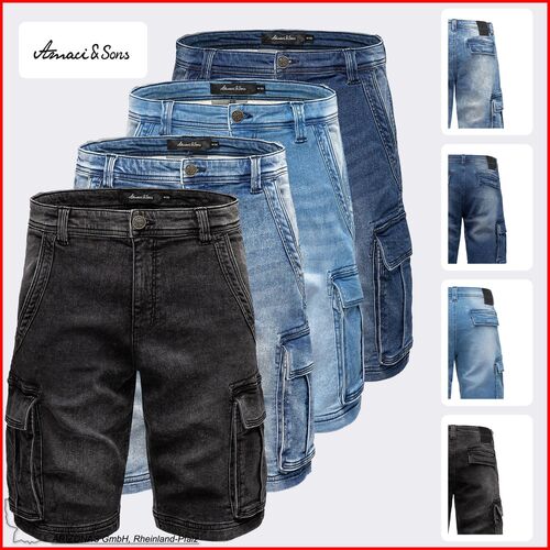 Cargoshorts aus Denim mit Waschung und Stretch A&S
