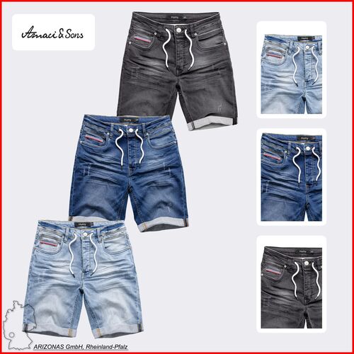 Stylische Denim Bermuda mit Kordelzug und Used-Waschung