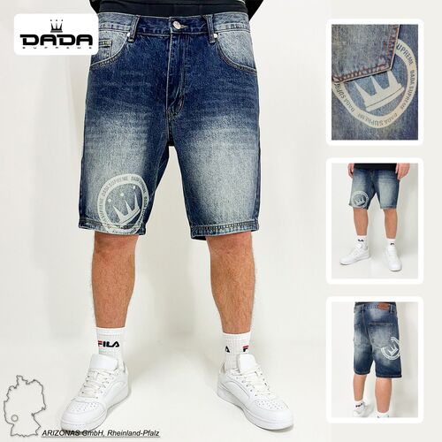 Loose Fit Jeans Shorts mit Coin Crown Design