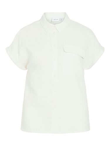 Kurzarm Hemdbluse mit Kragen und Brusttasche 