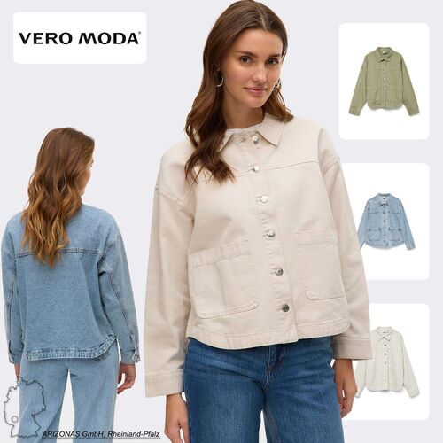 L�ssige Oversized Hemdjacke in Jeansoptik