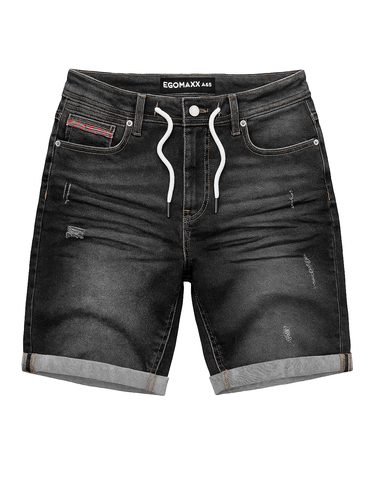 Egomaxx Casual Distressed Denim Shorts mit Kordelzug 