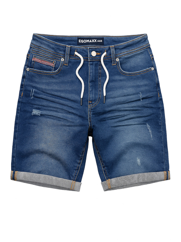 Egomaxx Casual Distressed Denim Shorts mit Kordelzug 