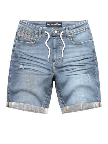 Egomaxx Casual Distressed Denim Shorts mit Kordelzug 