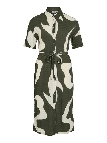 Legeres Hemd Kleid mit Kragen und Flammen Print Design 