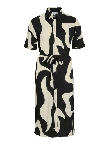 Legeres Hemd Kleid mit Kragen und Flammen Print Design 