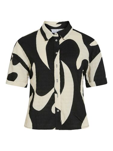 Gemusterte Hemd Bluse mit Kragen und Knopfleiste 