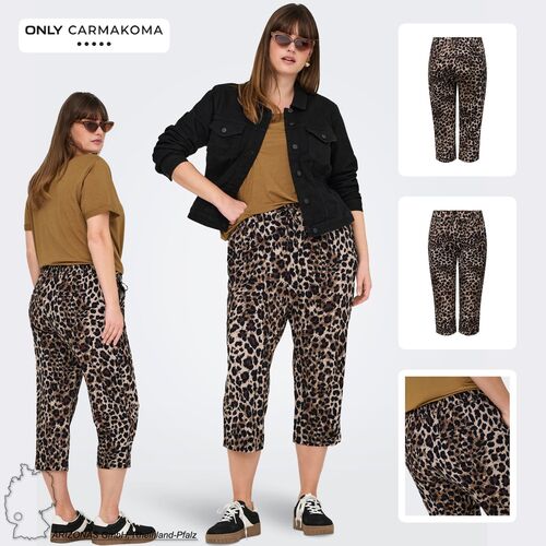 Capri Hose mit Kordelzug und Leopardenmuster 