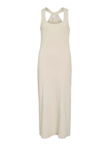 Geripptes Maxikleid mit Racerback und Knotendetail 