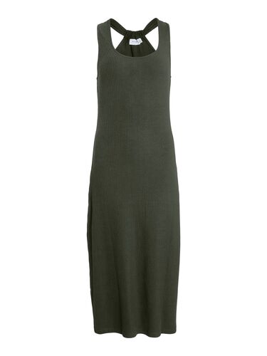 Geripptes Maxikleid mit Racerback und Knotendetail 