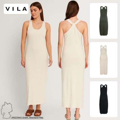 Geripptes Maxikleid mit Racerback und Knotendetail