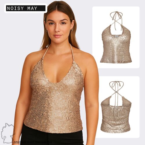 Glitzernder Pailletten-Top mit Neckholder