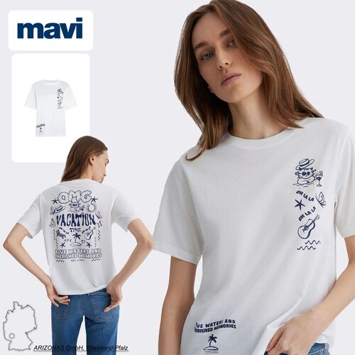 Bedrucktes Kurzarm-T-Shirt mit Rundhals