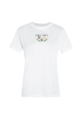 Print Design T-Shirt mit Urlaub-Motiv, Rundhals 